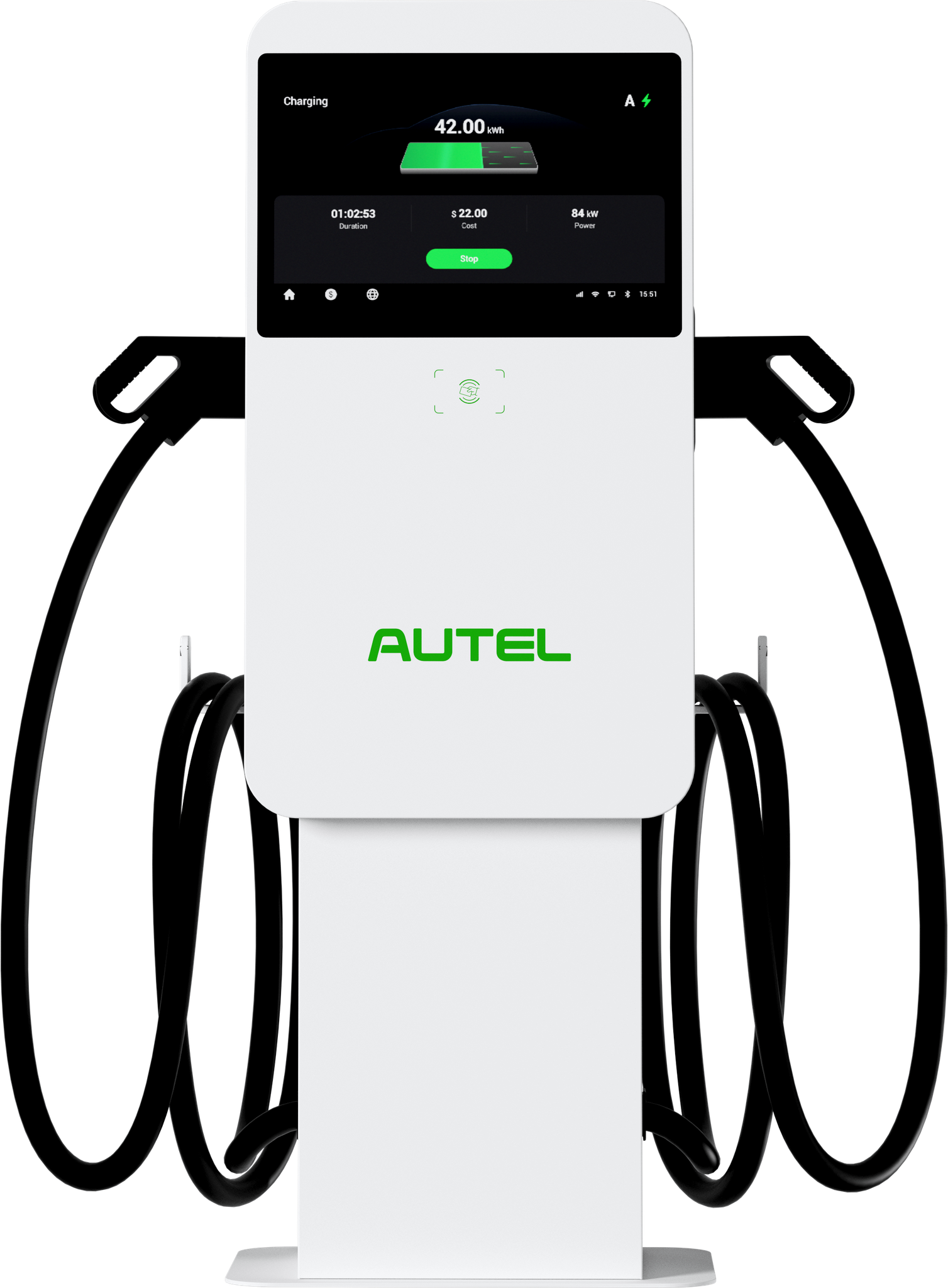 AUTEL MAXICHARGER: DUAL CCS | TETHERED | 47kW (DC) | PEDESTAL INCL